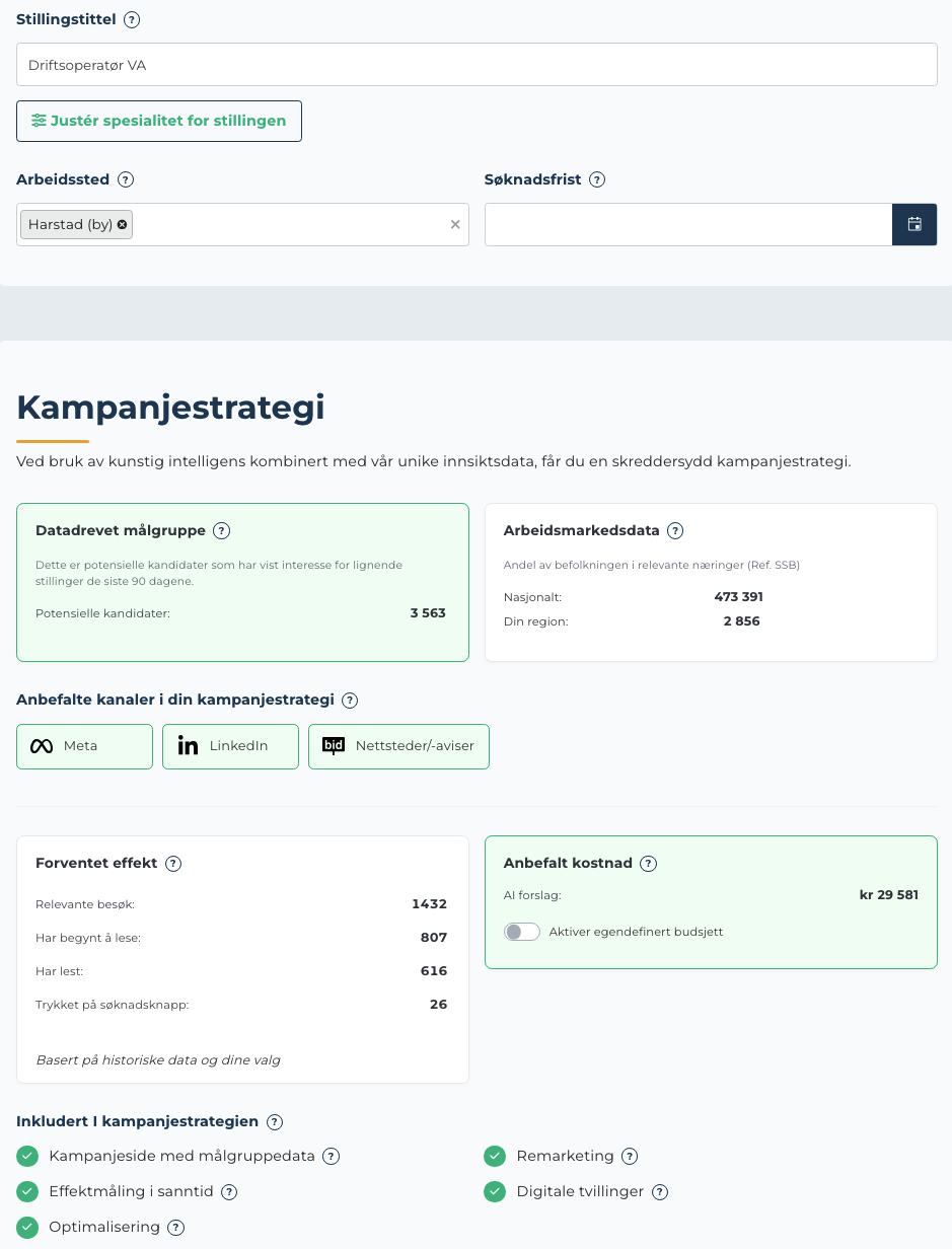 Skjermbilde av AI-strategiforslag